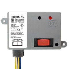 Functional Devices RIBH1S-NC Enclosed Relay 10Amp SPST-NC + Override 10-30Vac/dc/208-277Vac  | Blackhawk Supply