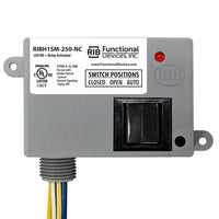 RIBH1SM-250-NC | Enclosed Relay 10Amp SPST-NC + Override + Monitor 10-30Vac/dc/208-277Vac | Functional Devices