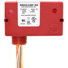 Functional Devices RIBHX24BF-RD Enclosed Relay 20Amp SPST 24Vac/dc Internal Fixed AC Sensor Red Housing  | Blackhawk Supply