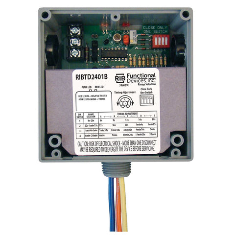 Functional Devices RIBTD2401B Enclosed Time Delay Relay Hi/Low sep 20Amp SPDT 24Vac/dc 120Vac  | Blackhawk Supply