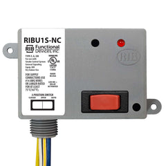 Functional Devices RIBU1S-NC Enclosed Relay 10Amp SPST-NC + Override 10-30Vac/dc/120Vac  | Blackhawk Supply