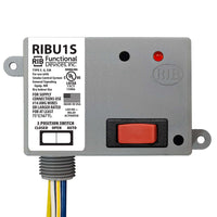RIBU1S | Enclosed Relay 10Amp SPST-NO + Override 10-30Vac/dc/120Vac | Functional Devices
