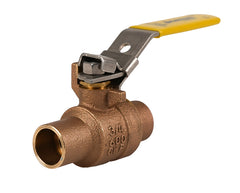 Jomar 200-806-LH 1-1/4" Bronze Ball Valve, 2 Piece, Full Port, Threaded Connection, Locking Handle, 600 CWP  | Blackhawk Supply