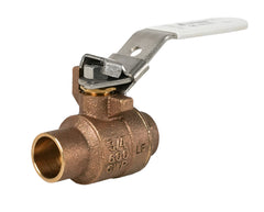 Jomar 200-414SSG-LH 3/4" Lead Free Bronze Ball Valve, 2 Piece, Full Port, Threaded Connection, Locking Handle, 600 CWP  | Blackhawk Supply