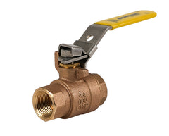 Jomar 200-703-LH 1/2" Bronze Ball Valve, 2 Piece, Full Port, Threaded Connection, Stainless Steel Trim, Locking Handle, 600 CWP  | Blackhawk Supply